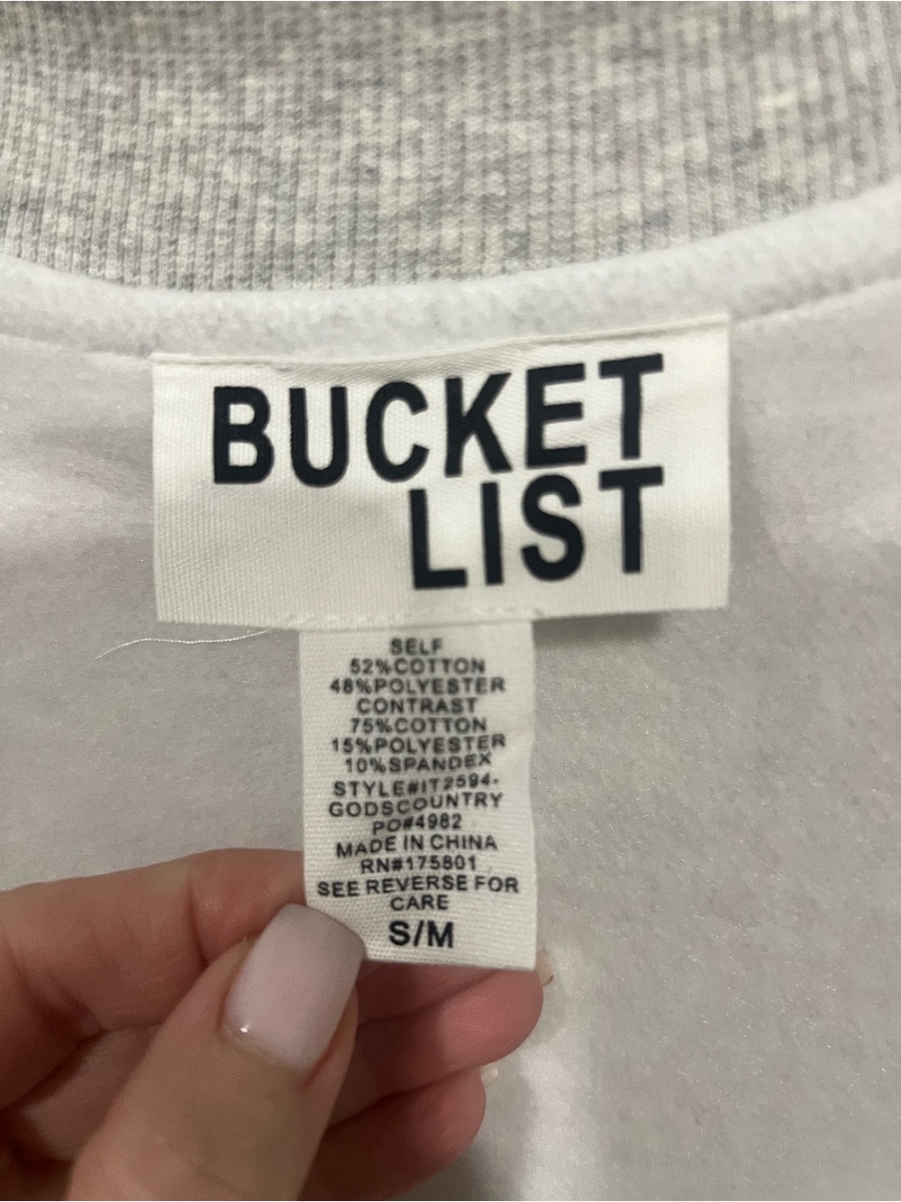 BUCKETLIST Reversible Gray Crewneck with Red "GOD'S COUNTRY" Graphic - Picture 3 of 3